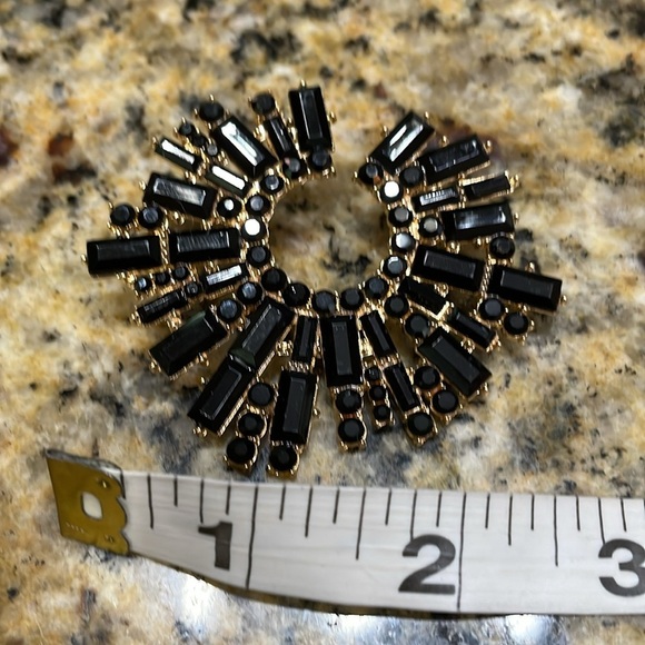 Black Crystal Starburst Oversized Earrings - Picture 15 of 17